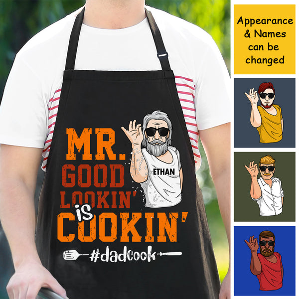 Dad Apron Mr Good Lookin Is Cookin BBQ Grilling Apron For Men