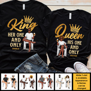 His One And Only Queen - Personalized Matching Couple T-Shirt - Gift For Couple, Husband Wife, Anniversary, Engagement, Wedding, Marriage Gift