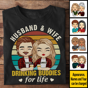 Husband & Wife Drinking Buddies For Life - Gift For Couples, Personalized T-shirt, Hoodie.