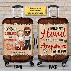 Darling, Let's Be Adventurers - Personalized Luggage Cover - Gift For Couples, Husband Wife