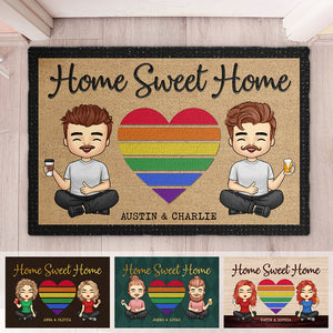 There Is No Place Like Home - Personalized Decorative Mat - Gift For Couples, Husband Wife