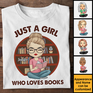 A Girl Who Loves Reading Books - Personalized Unisex T-shirt, Hoodie.