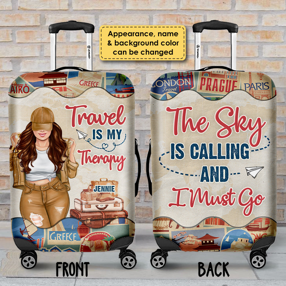 Travel Is My Therapy - Personalized Luggage Cover