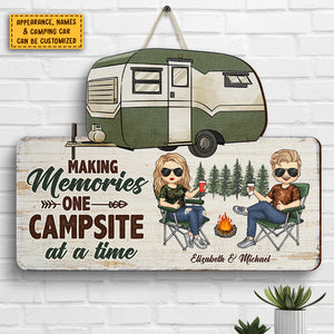 Making Memories One Campsite - Personalized Shaped Wood Sign - Gift For Camping Lovers
