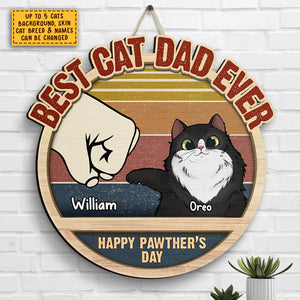 Happy Pawther's Day Cat Dad - Personalized Shaped Wood Sign - Gift For Dad, Gift For Father's Day