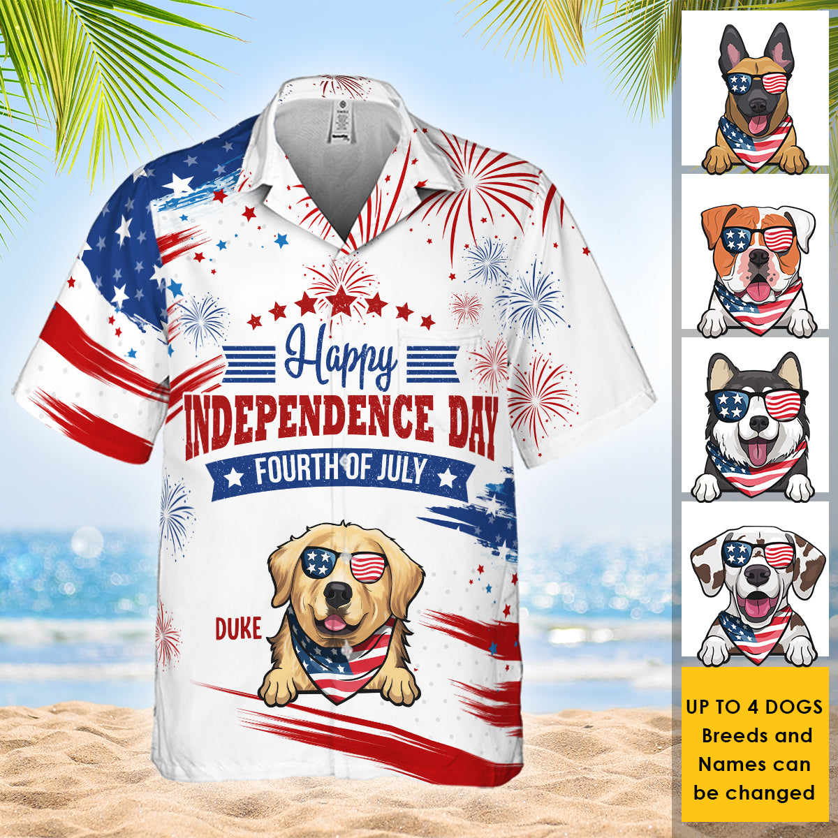 Happy Fourth Of July - Personalized Hawaiian Shirt - Gift For Dad, Gif -  Pawfect House