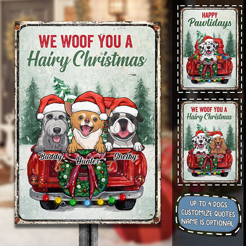 Happy Christmas With Your Dogs - Personalized Metal Sign.