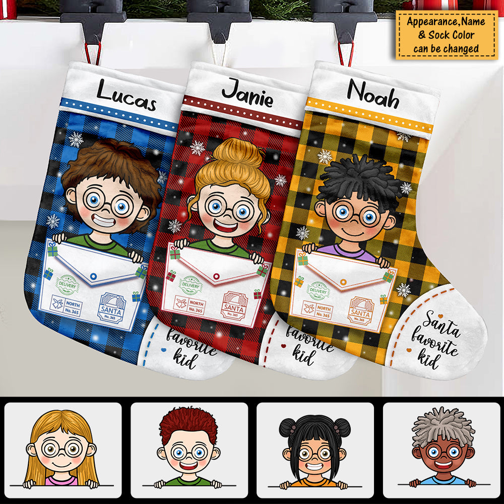Santa's Favorite Kid - Happy Christmas - Personalized Christmas Stocking.