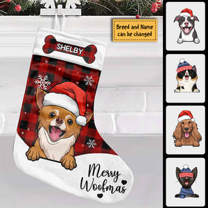 Meowy Christmas & Merry Woofmas - Christmas Dogs & Smiling Cats - Personalized Christmas Stocking.