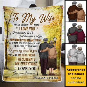 To My Wife Never Forget That I Love You - Gift For Couples, Personalized Blanket.