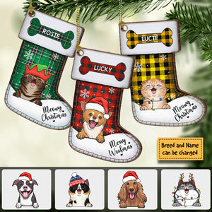 Merry Woofmas & Meowy Christmas - Christmas Dogs, Smiling Cats And Snow - Personalized Ornament, Customized Decoration Gift!.