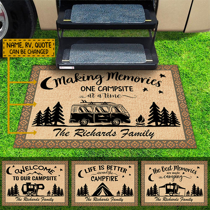 Making Memories At The Campsite - Personalized Decorative Mat, Doormat -  Pawfect House ™