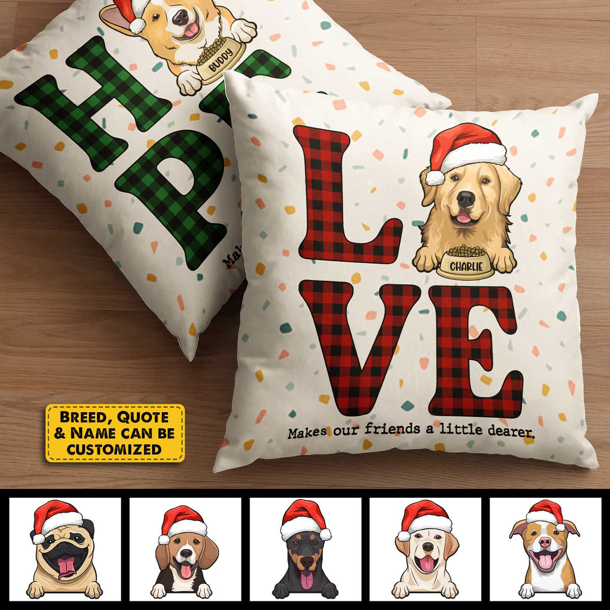 Hope, Joy, Love And Peace - Personalized Pillow Case.