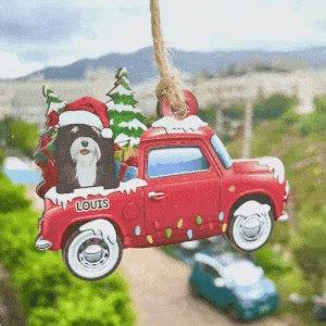 Loads Of Love - Dogs & Cats Merry Christmas - Personalized Custom Car Shaped Wood Christmas Ornament