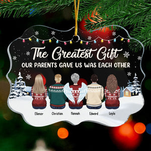 The Greatest Christmas Gift - Personalized Custom Benelux Shaped Acrylic Christmas Ornament - Gift For Siblings, Christmas Gift