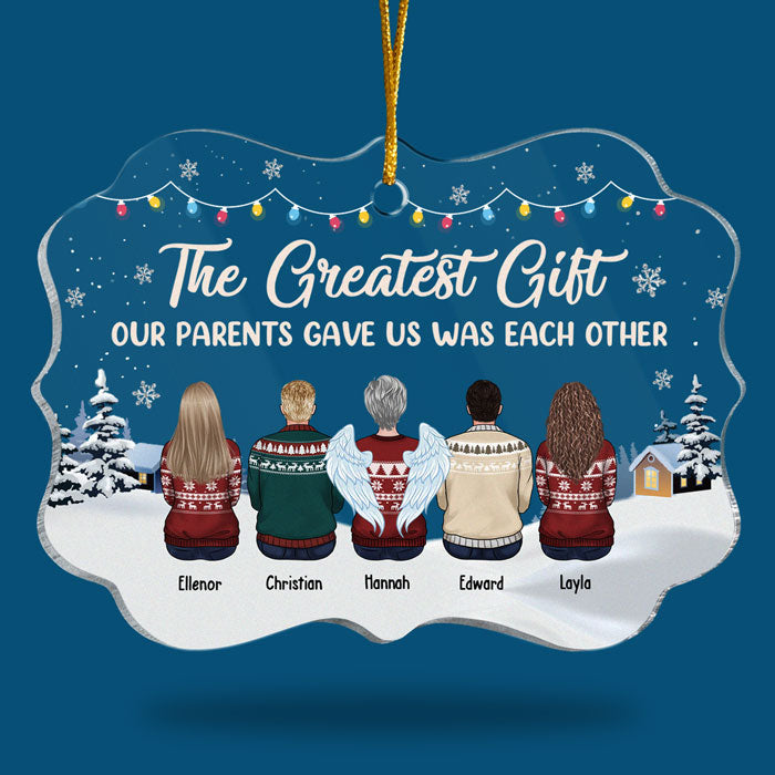The Greatest Christmas Gift - Personalized Custom Benelux Shaped Acrylic Christmas Ornament - Gift For Siblings, Christmas Gift