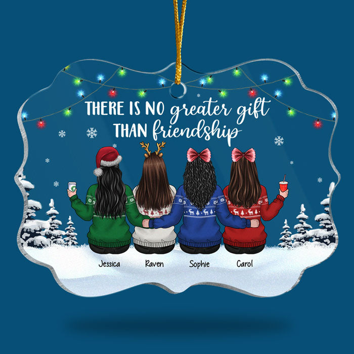 Friendship Is The Greatest Christmas Gift - Personalized Custom Benelux Shaped Acrylic Christmas Ornament - Gift For Bestie, Best Friend, Sister, Birthday Gift For Bestie And Friend, Christmas Gift