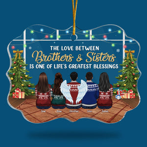 The Love Between Us Is One Of Life's Greatest Blessings - Personalized Custom Benelux Shaped Acrylic Christmas Ornament - Gift For Family, Christmas Gift