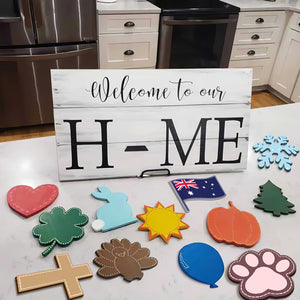 Welcome To My/Our Home Country Flags - Seasonal Door Hanger, Family Welcome Sign With 12 Interchangeable Pieces - Gifts for Family, New Homeowners