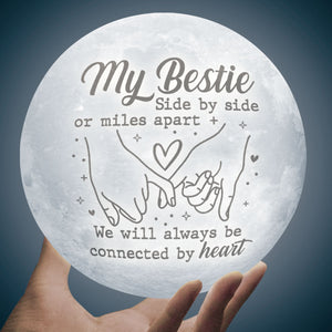 Side By Side Or Miles Apart - Moon Lamp - Gift For Bestie, Best Friend, Sister, Birthday Gift For Bestie And Friend, Christmas Gift