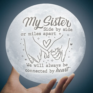 We Will Always Be Connected By Heart - Moon Lamp - Gift For Bestie, Best Friend, Sister, Birthday Gift For Bestie And Friend, Christmas Gift