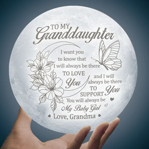 I Will Always Be There To Support You - Moon Lamp -  To My Granddaughter, Gift For Granddaughter, Granddaughter Gift From Grandma, Birthday Gift For Granddaughter, Christmas Gift