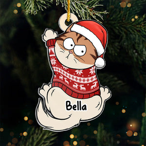 Cat Into The Holiday Spirit - Cat Personalized Custom Ornament - Acrylic Custom Shaped - Christmas Gift For Pet Owners, Pet Lovers