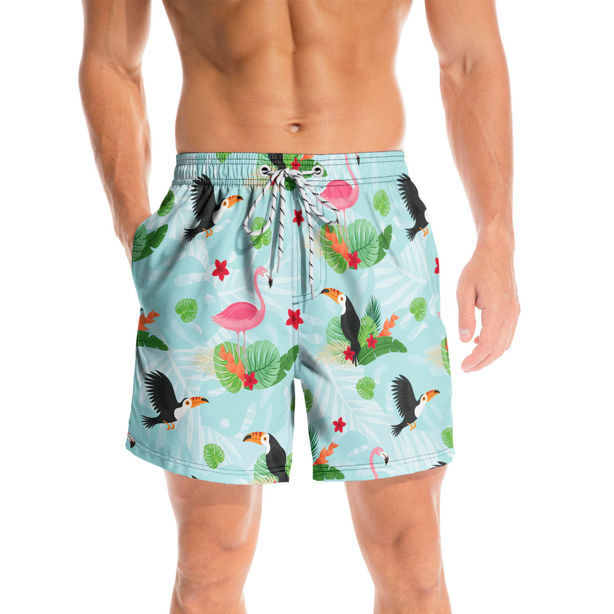 Tropical Flamingo - Men Swim Trunks - Gift For Men