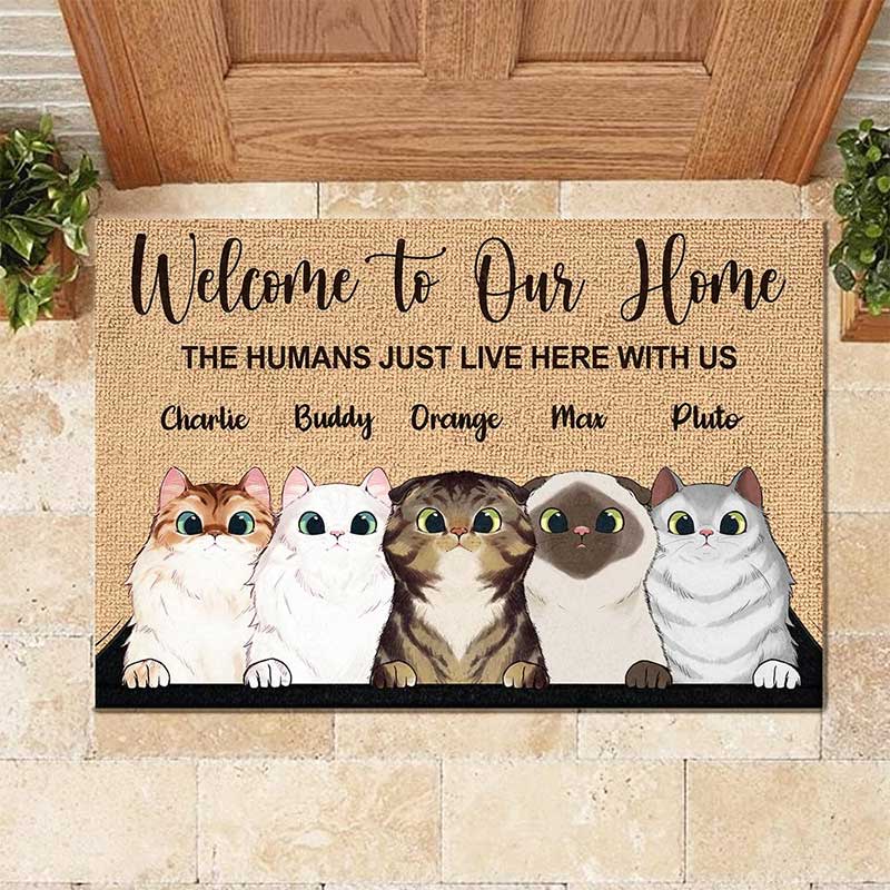 Personalized Pet Welcome To Our Home The Humans Just Live Here With Us  Doormat, Personalized Dog And Cat Doormat, Pet Welcome Mat, Unique Pet  Lover Gift, Personalized Pet Doormat - Viralcitron