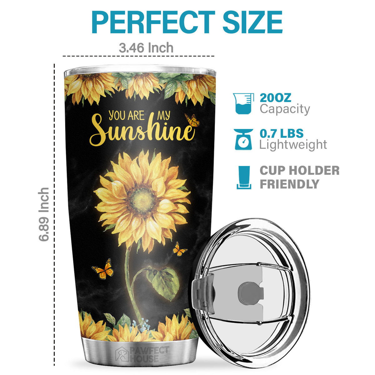 Pawfect House Birthday Gifts for Daughter 20oz Sunflower gifts for women Stainless Steel Tumbler - See Yourself Through My Eyes - Graduation Gifts For Her From Mom - Mother Daughter Gift