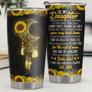 Pawfect House Mother Daughter Gift 20oz Sunflower Stainless Steel Tumbler For Women - Always Be My Baby Girl - Graduation Gifts For Her From Mom - Birthday Gifts For Daughter Back To School Gifts
