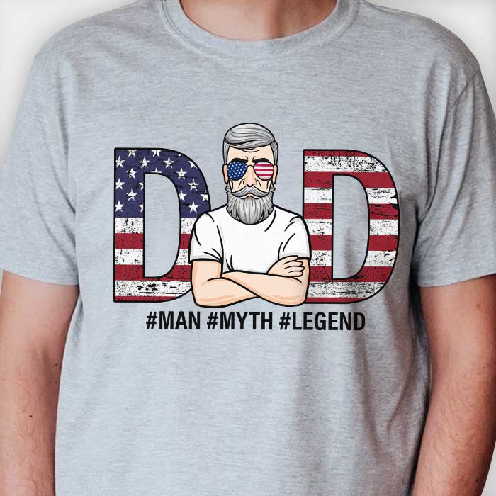 Dad - Man, Myth, Legend - Personalized Unisex T-Shirt.