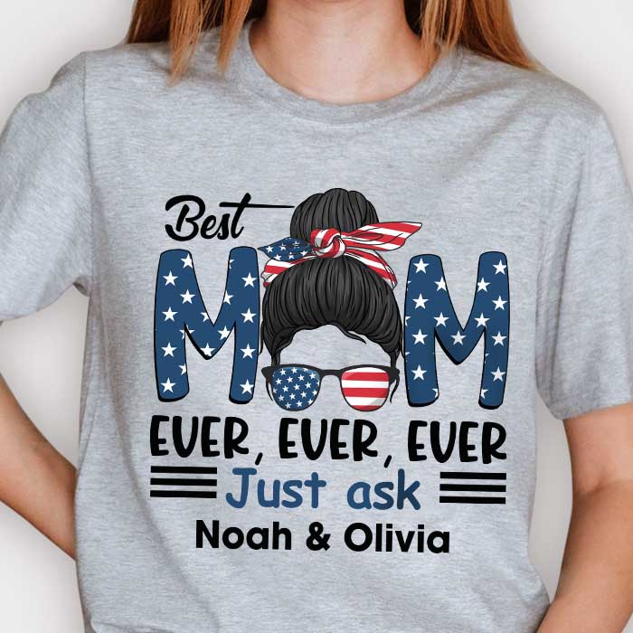 Best American Mom - Gift For 4th Of July - Personalized Unisex T-Shirt.