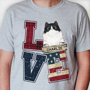 L.O.V.E Cat - Gift for Dad, Personalized Unisex T-Shirt.
