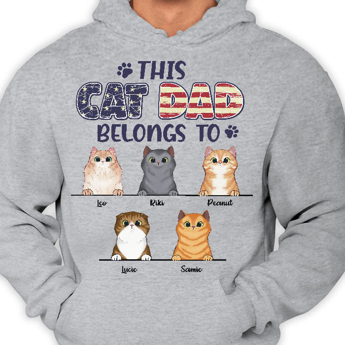 This Cat Dad Belongs To - Gift for Cat Dad, Cat Mom - Personalized Unisex T-Shirt, Hoodie.