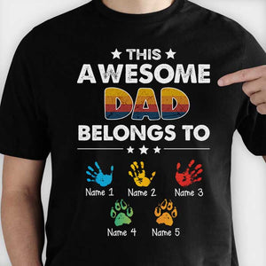 This Awesome Dad Belongs To - Gift for Dad, Personalized Unisex T-Shirt.