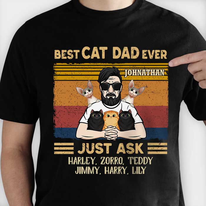 Best Cat Dad Ever Gift For Dads Personalized Unisex T-Shirt