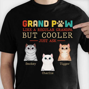 Grandpaw Like A Regular Grandpa But Cooler - Personalized Unisex T-Shirt, Father's Day Gift, Custom Gift For Cat Lovers.