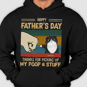 Thanks For Picking Our Poop Cat Dad - Gift for Dad, Personalized T-Shirt.