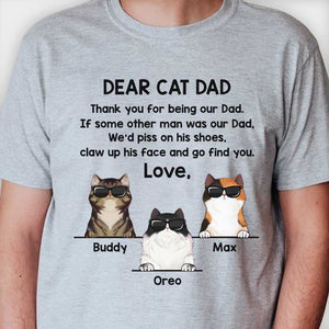 Dear Cat Dad Thank You For Being Our Dad Cool Cats - Gift for Dad Personalized Unisex T-Shirt.