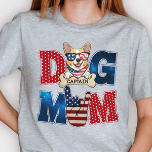 American Dog Mom - Gifts For 4th Of July - Personalized Unisex T-Shirt.