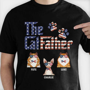The American Cat Father - Gift For 4th Of July - Personalized Unisex T-Shirt.