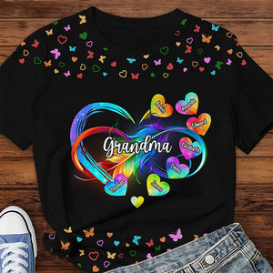 Grandma Is Our Greatest Angel On Earth - Family Personalized Custom Unisex All-Over Printed T-Shirt - Mother's Day, Birthday Gift For Grandma