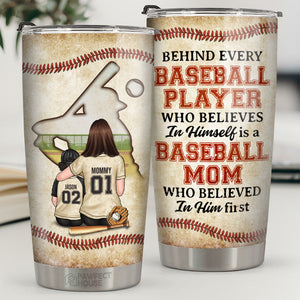 Behind Every Baseball Player - Family Personalized Custom Tumbler - Gift For Family Members