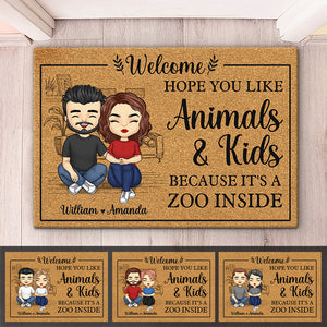 Hope You Like, It's A Zoo Inside - Couple Personalized Custom Decorative Mat - Gift For Husband Wife