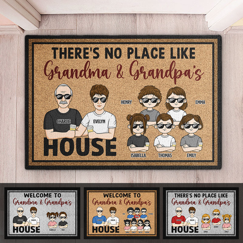 No Place Like Grandpa Grandma House - Family Personalized Custom Decorative Mat - Gift For Grandma, Grandpa