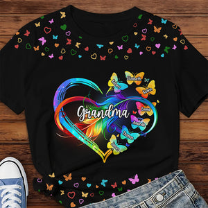 We Are All Around You - Family Personalized Custom Unisex All-Over Printed T-Shirt - Mother's Day, Birthday Gift For Grandma