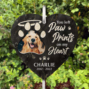 Custom Photo I Miss Your Paw Prints - Memorial Personalized Memorial Garden Slate & Hook - Sympathy Gift, Gift For Pet Owners, Pet Lovers