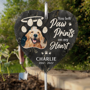 Custom Photo I Miss Your Paw Prints - Memorial Personalized Memorial Garden Slate & Hook - Sympathy Gift, Gift For Pet Owners, Pet Lovers