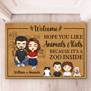 Hope You Like, It's A Zoo Inside - Family Personalized Custom Decorative Mat - Gift For Family Members